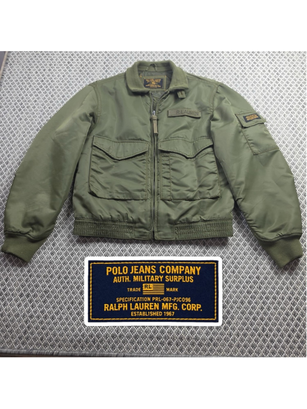 Polo Jeans Ralph Lauren Military Surplus Bomber Jacket Olive Green Vintage M